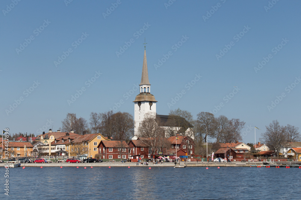Swedish town Mariefred by lake Malaren, Sweden.