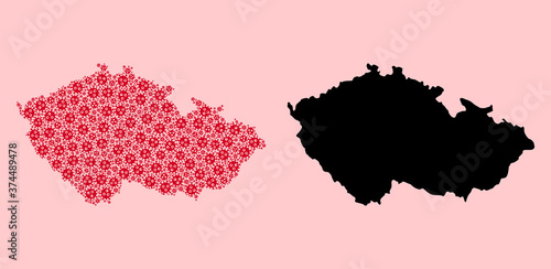 Vector Mosaic Map of Czech Republic of Pandemic Virus Icons and Solid Map