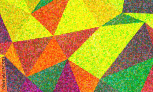 Yellow, green and red impressionist pointilism background, digitally created.