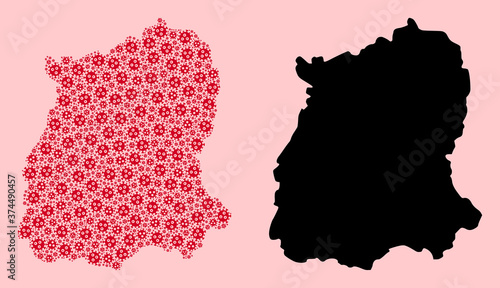 Vector Collage Map of Sikkim State of Pandemic Virus Particles and Solid Map