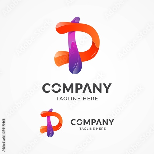 letters D logo template colorful