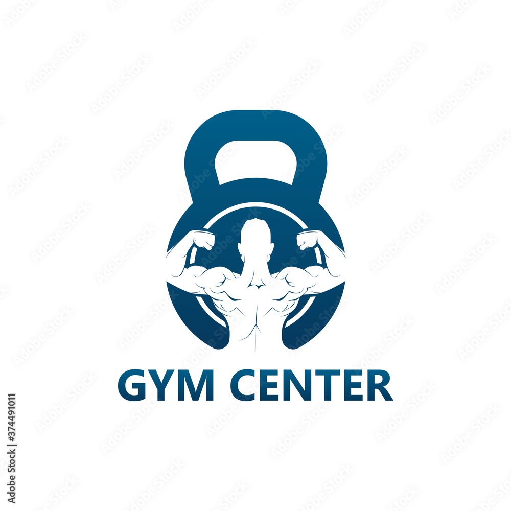 Naklejka premium Gym Center Logo Template Design Vector