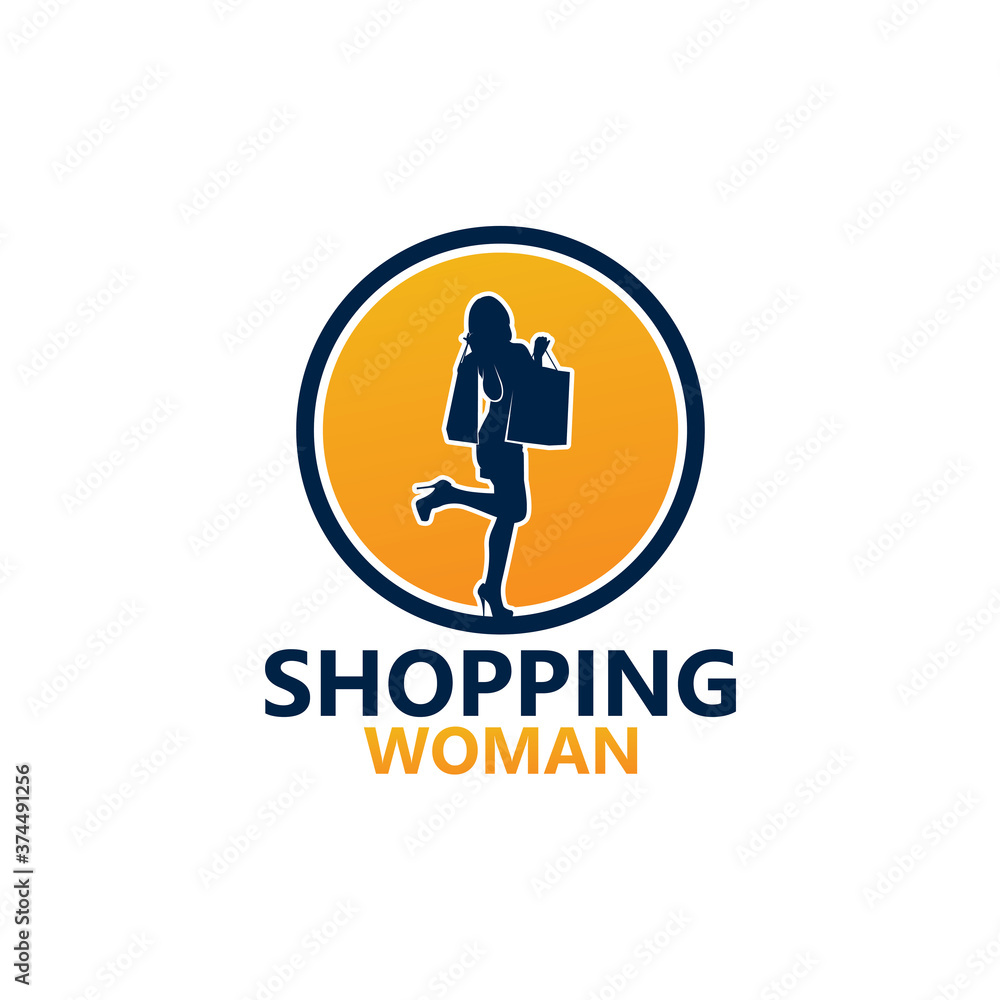 Shopping Woman Logo Template Design Vector Shopping Woman Logo Template Design Vector