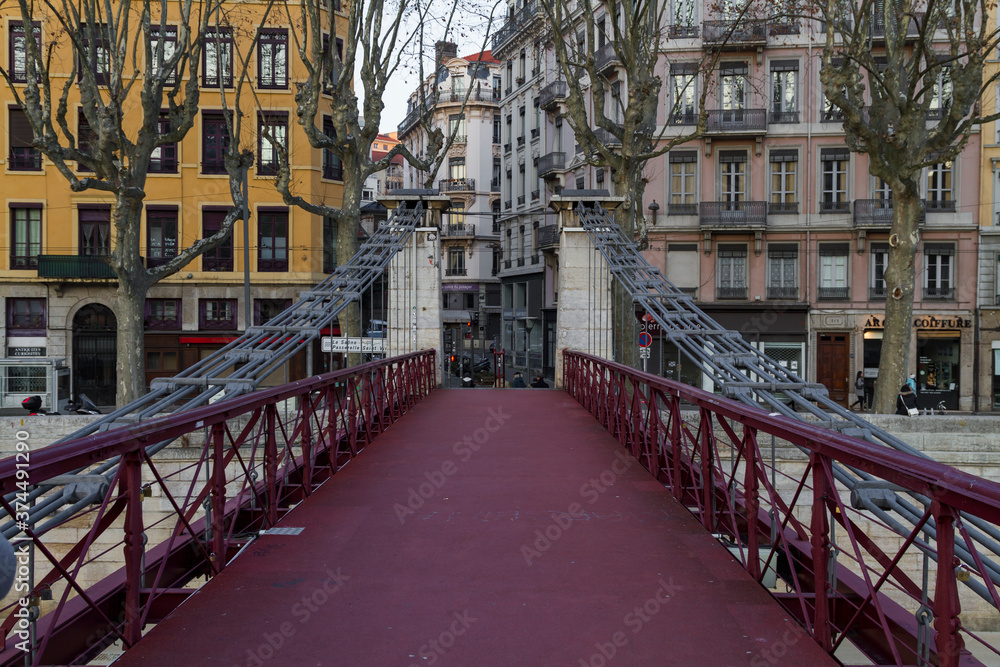 Pedestrian bridge over Lyon's Saone River