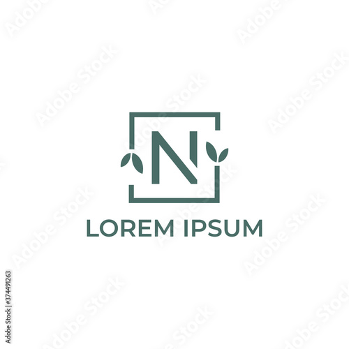Sign the letter N Brand Identity natural logo design vector template
