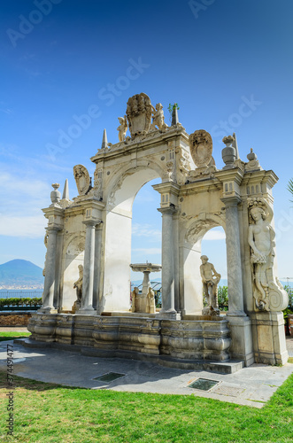 Canvas Print Fountain of Giant (Fontana del Gigante) Monumental white stone fountain designed in the 17th century by Pietro Bernini