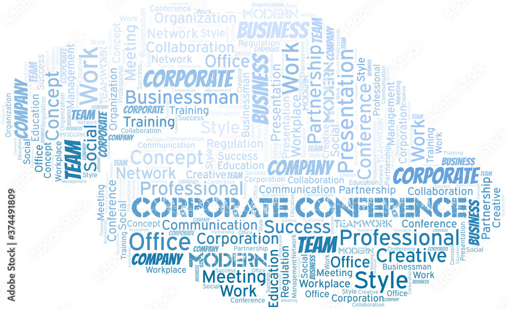 Obraz premium Corporate Conference vector word cloud, made with text only.