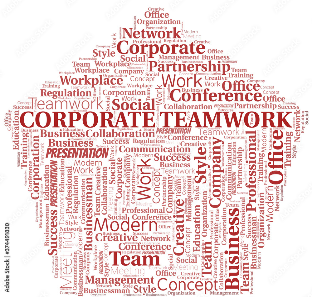 Corporate Teamwork vector word cloud, made with text only.