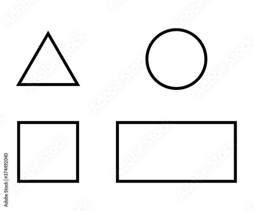 Geometric shape square, circle, triangle and rectangle icon. Vector illustration isolated on white background.