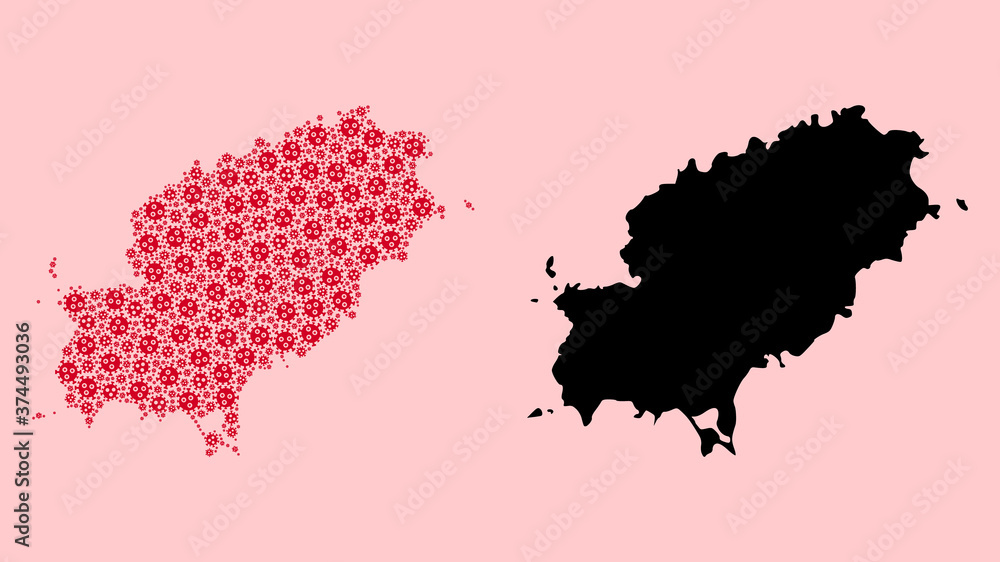 Vector Collage Map of Ibiza Island of Virus Icons and Solid Map