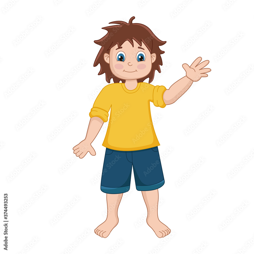 Little schoolboy boy in t shirt and shorts vector illustration Little schoolboy boy in t shirt and shorts vector illustration