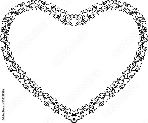 vector heart shape flower border design