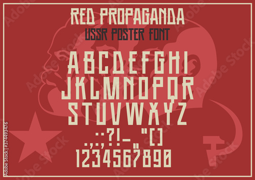 Red Propaganda Font Old Soviet Posters Typographic Stylization 
