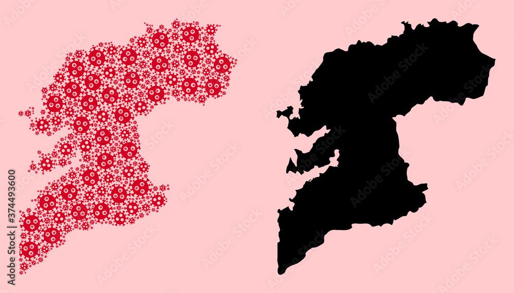 Obraz premium Vector Mosaic Map of Pontevedra Province of Infection Icons and Solid Map