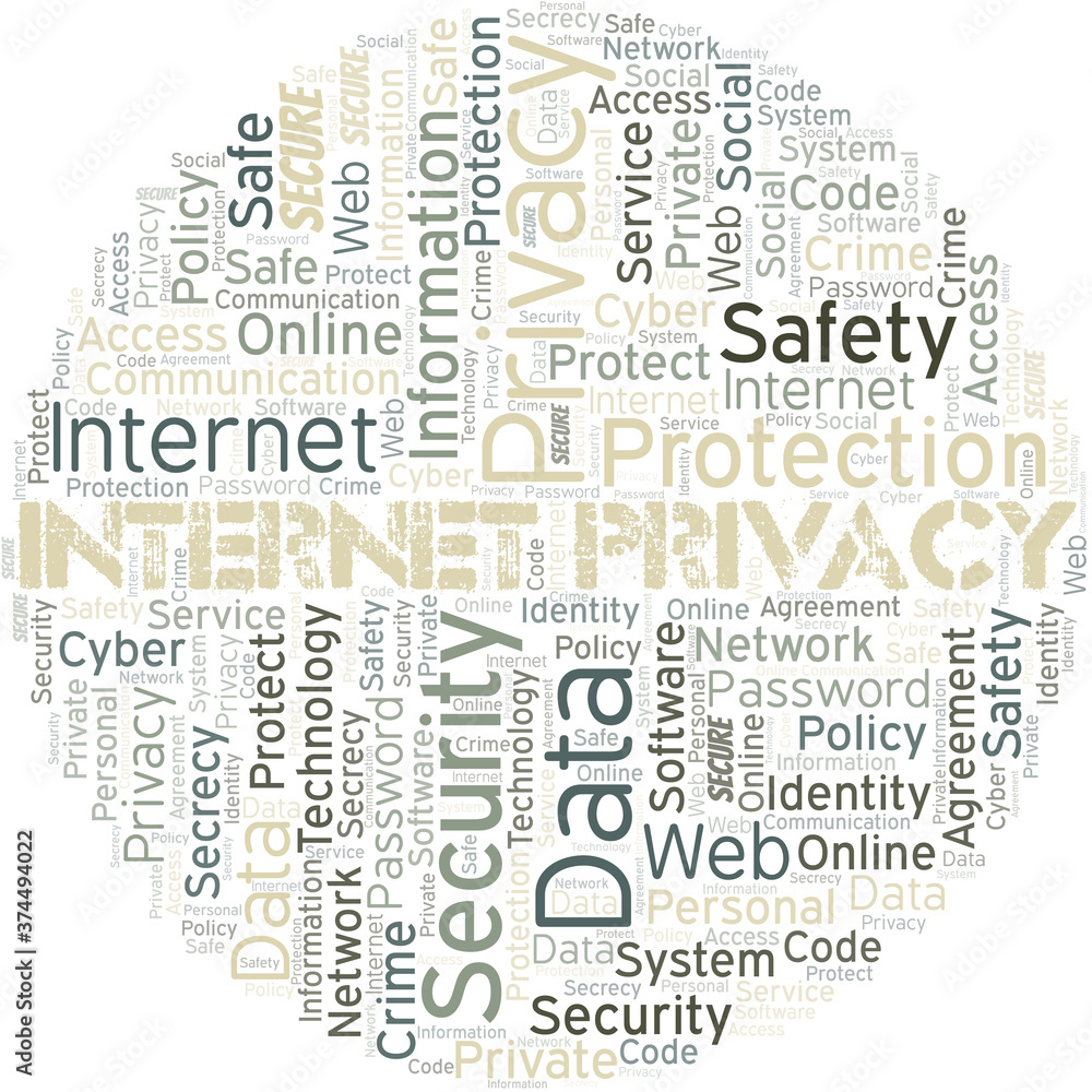Internet Privacy vector word cloud, made with text only.