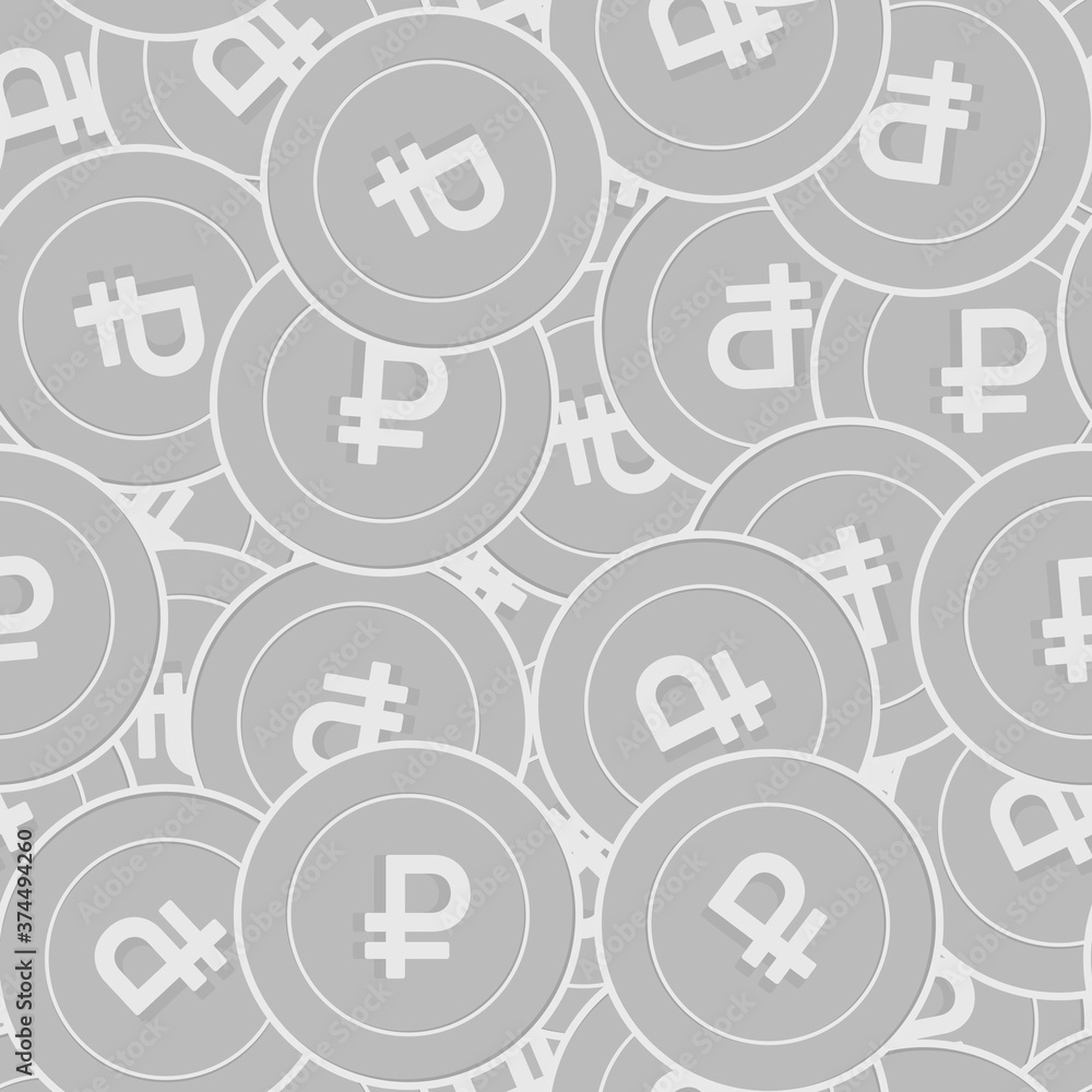 Russian ruble silver coins seamless pattern. Unequ Russian ruble silver coins seamless pattern. Unequ