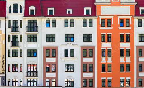 Facade of an apartment building with windows