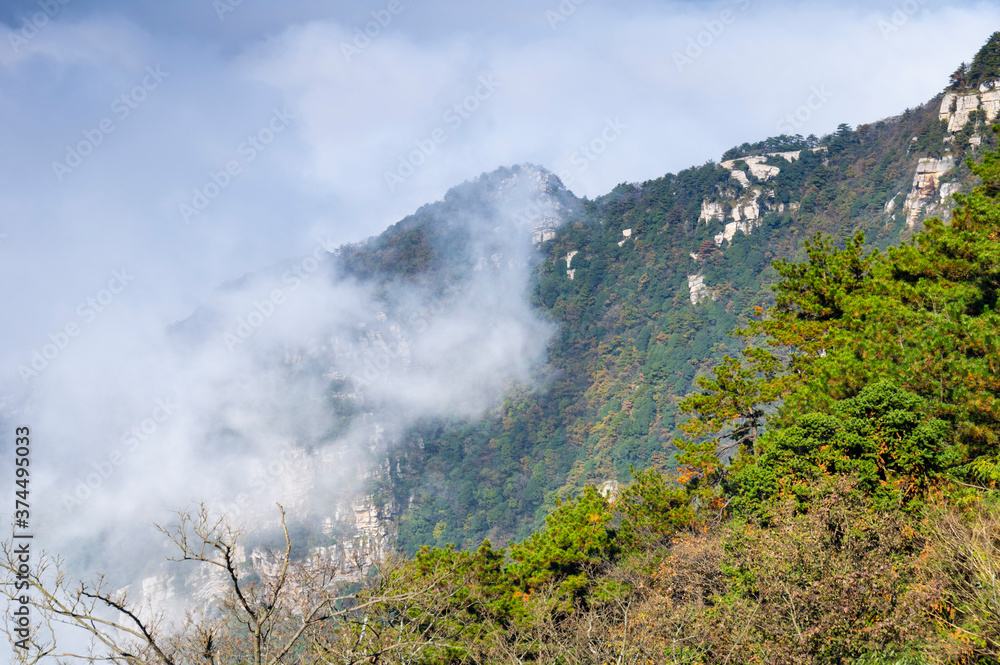 Beautiful Mountain Lu geopark landscapes in late autumn, Jiujiang, Jiangxi, China