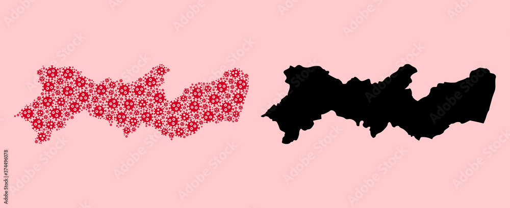 Vector Mosaic Map of Pernambuco State of Covid Parts and Solid Map Vector Mosaic Map of Pernambuco State of Covid Parts and Solid Map
