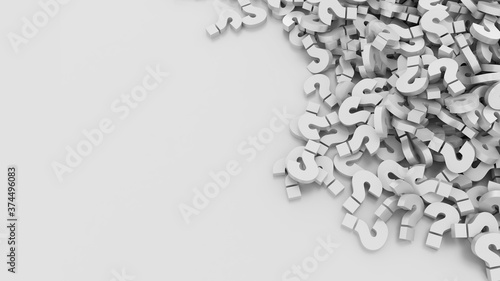 pile of questions marks 3d render with copy space
