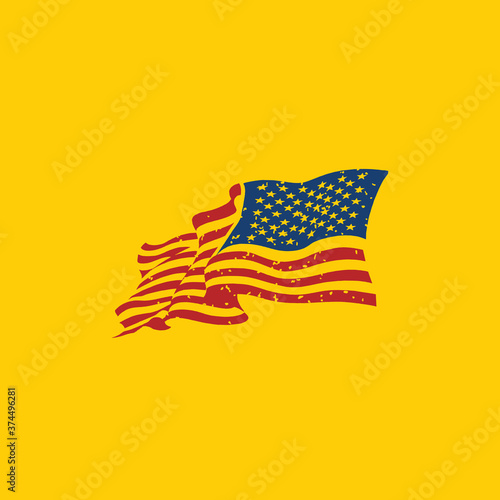 american flag logo design silhouette icon vector	