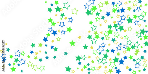 Shooting stars confetti. Multi-colored stars. Holiday background. Abstract texture on a white background. Design element. Vector illustration, EPS 10.	