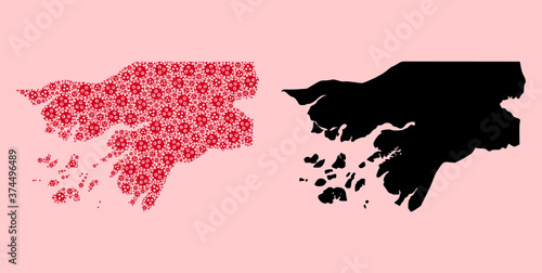 Vector Collage Map of Guinea-Bissau of Outbreak Items and Solid Map