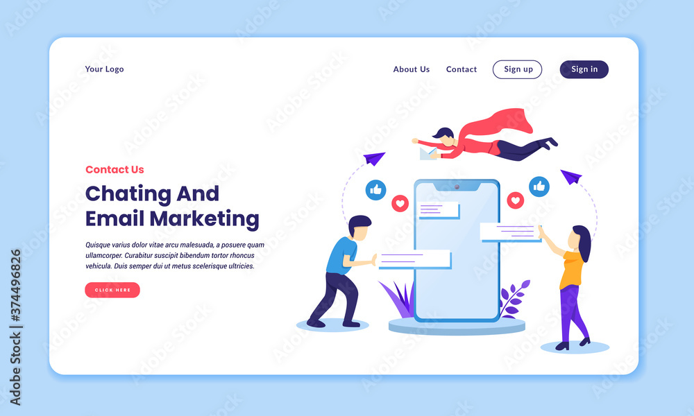 Chating and email marketing landing page template