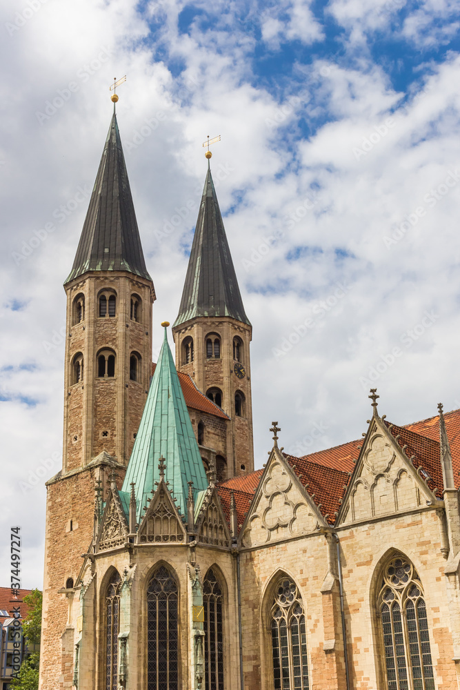Towers of the Martini church in Braunschweig, Germany
