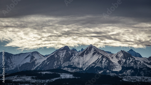 Belianske Tatras on a cloudy day in winter