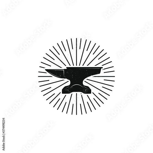 Vintage anvil blacksmith labels and design elements. Isolated vector illustration.