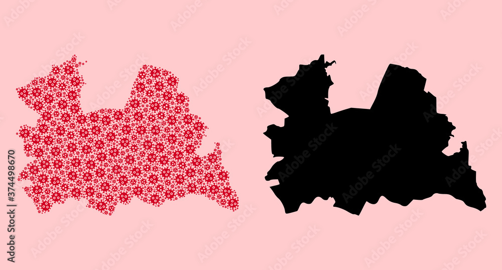 Vector Collage Map of Utrecht Province of SARS Virus Particles and Solid Map Vector Collage Map of Utrecht Province of SARS Virus Particles and Solid Map