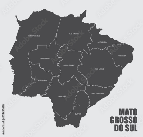 Mato Grosso do Sul State regions map photo