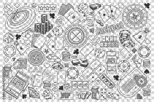 Casino doodle set