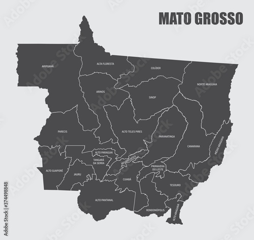 Mato Grosso State regions map photo