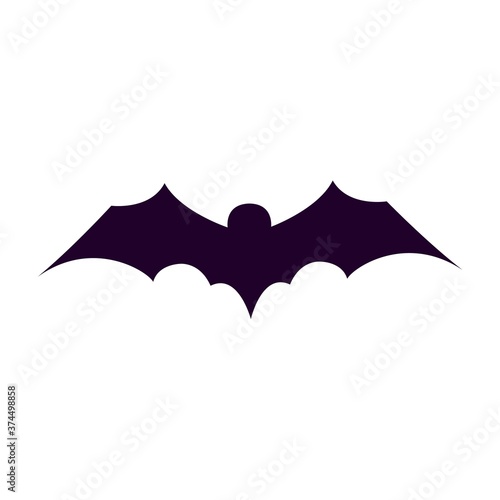 Halloween bat icon silhouette vector illustration.