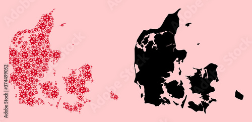 Vector Collage Map of Denmark of Outbreak Icons and Solid Map