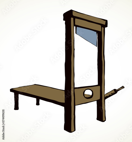 The ancient guillotine. Vector drawing