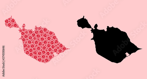 Vector Mosaic Map of Heard and McDonald Islands of Flu Virus Icons and Solid Map
