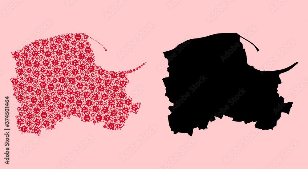 Vector Mosaic Map of Pomerania Province of Infection Parts and Solid Map