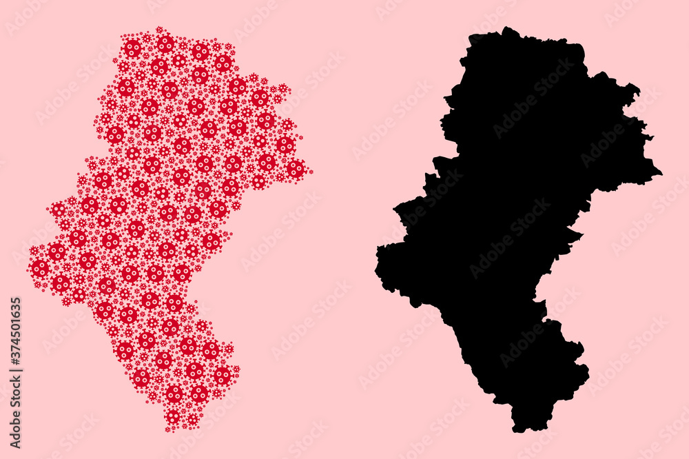 Obraz premium Vector Mosaic Map of Silesia Province of Flu Virus Icons and Solid Map