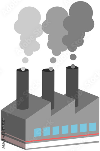 煙を黙々出す環境を破壊する煙突のある工場のイラスト Stock Vector Adobe Stock