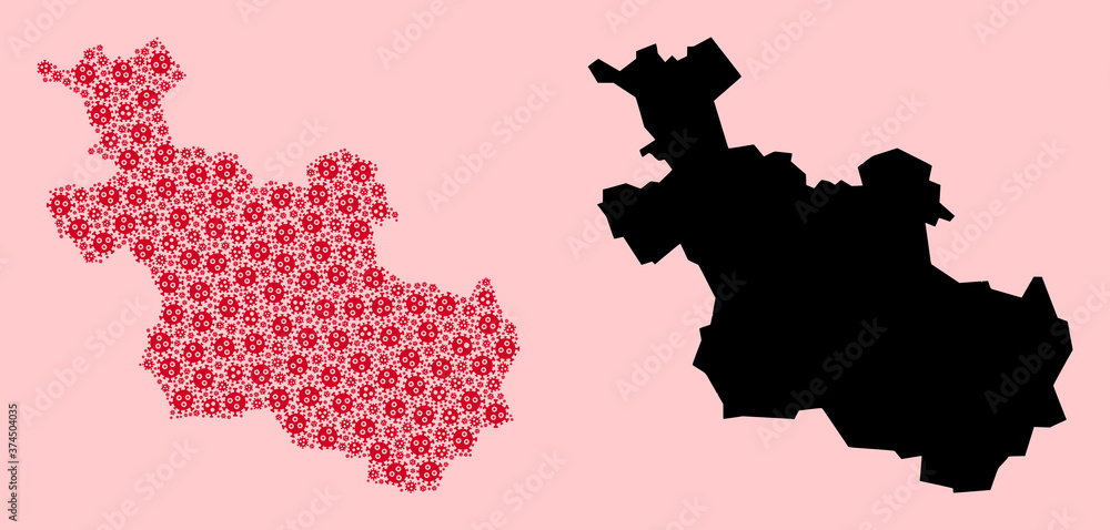 Vector Mosaic Map of Overijssel Province of Flu Virus Particles and Solid Map Vector Mosaic Map of Overijssel Province of Flu Virus Particles and Solid Map