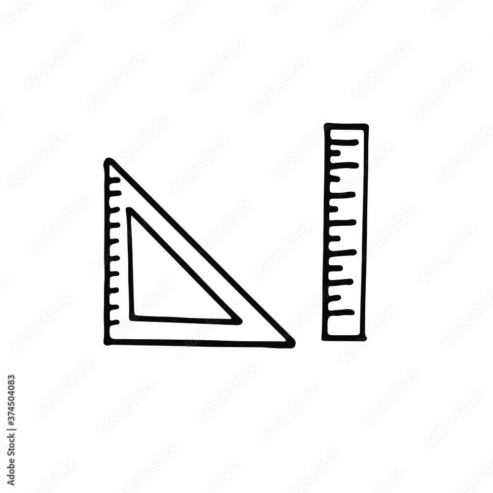 Single vector doodle element isolated on white background. Ruler