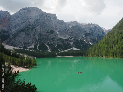 Landscape view of lake of Braies