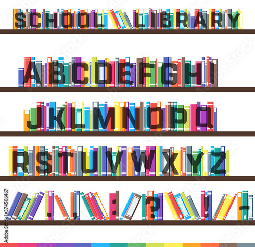 Library Font Original Typeface Bookshelves Stylization 