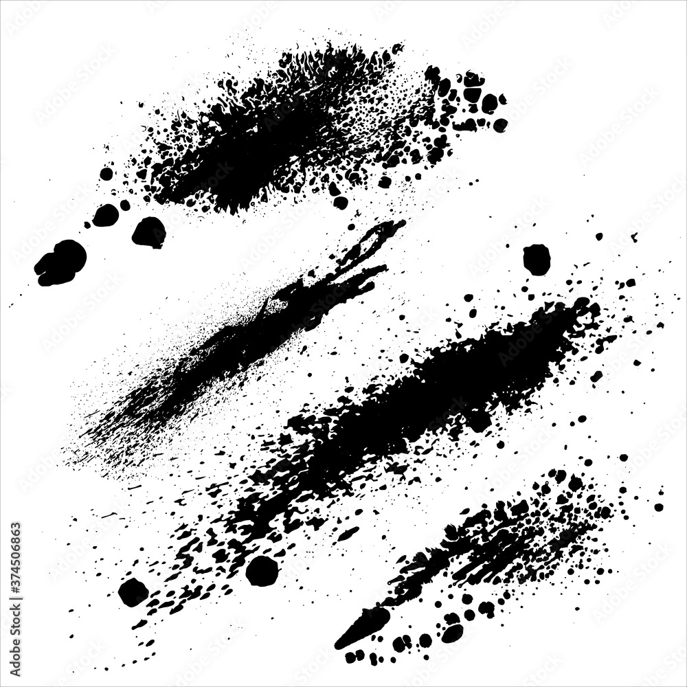 Vector black and white ink splash, blot and brush stroke, spot, spray, smudge, spatter, splatter, drip, drop, ink blob Grunge textured elements for design, background. Vector black and white ink splash, blot and brush stroke, spot, spray, smudge, spatter, splatter, drip, drop, ink blob Grunge textured elements for design, background.