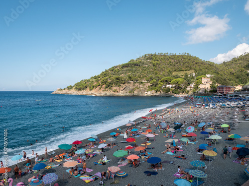 view of the beach  of Bonassola, La Spezia, Liguria, Italy