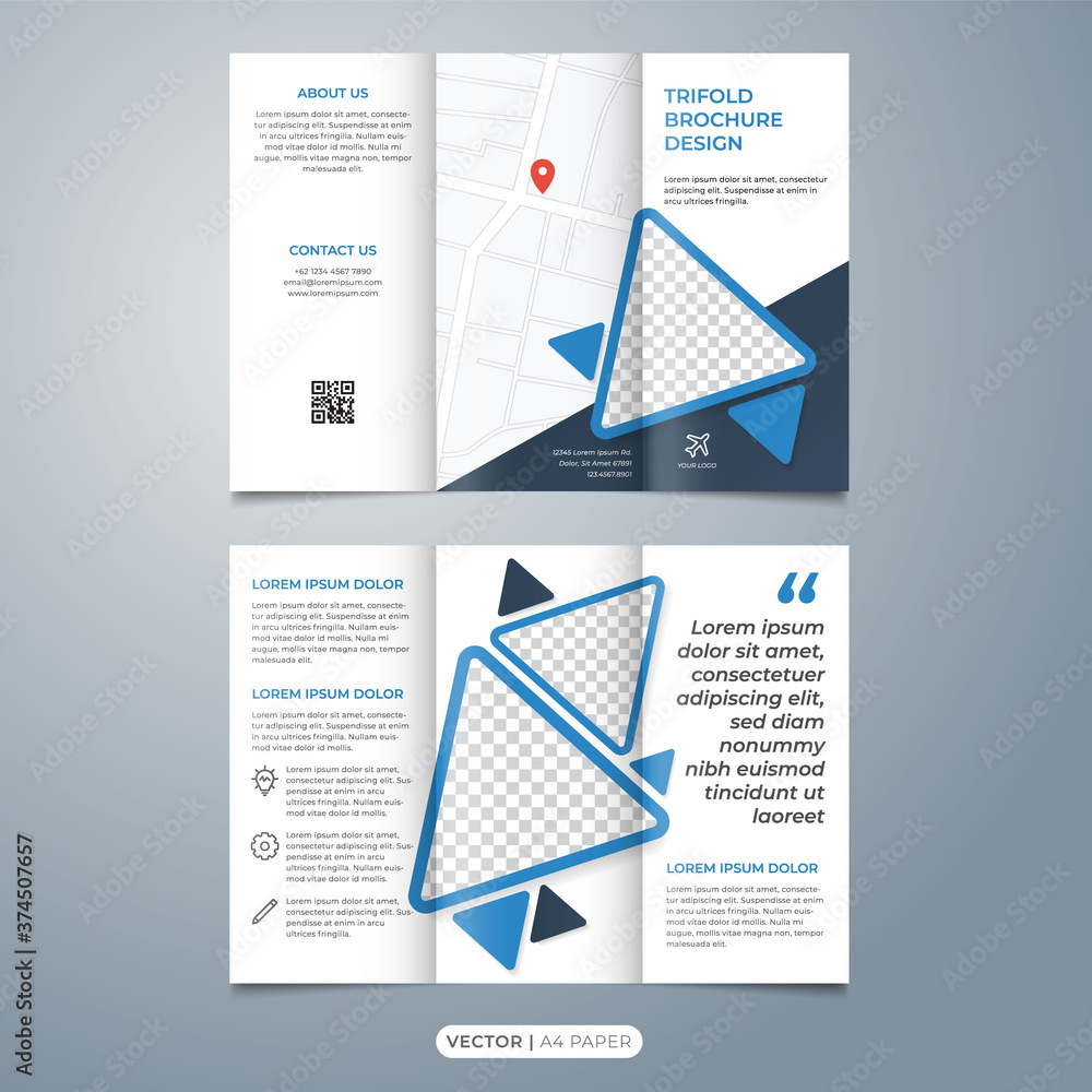 trifold brochure template vector in a4 paper