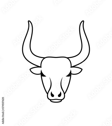 Bull head logo. Isolated bull head on white background